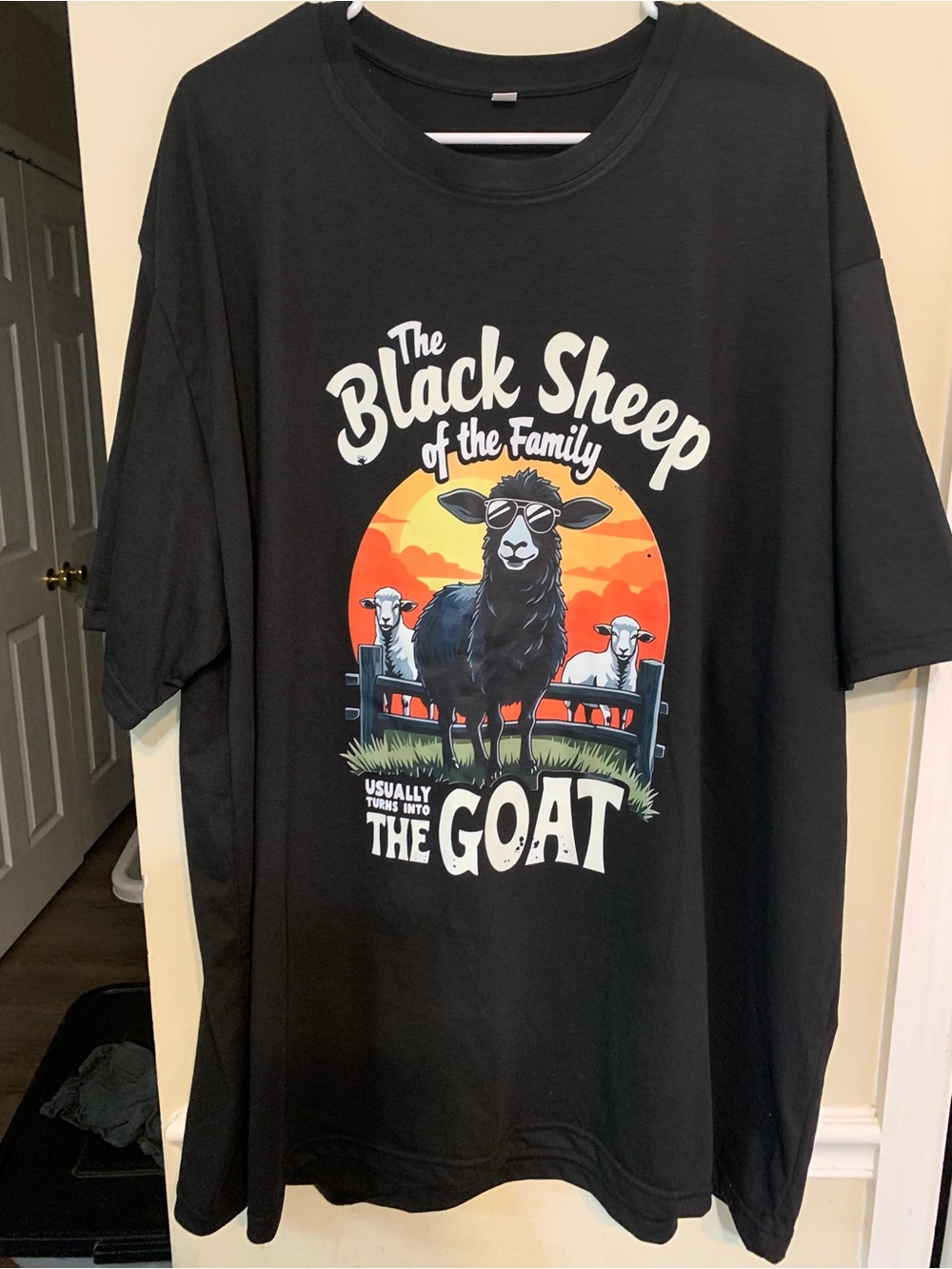Black Crewneck Graphic Tee - 'The Black Sheep'